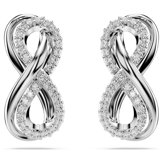 Hyperbola stud earrings Infinity, White, Rhodium plated 5687269