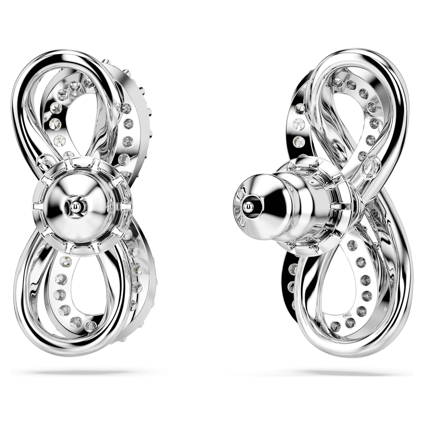 Hyperbola stud earrings Infinity, White, Rhodium plated 5687269