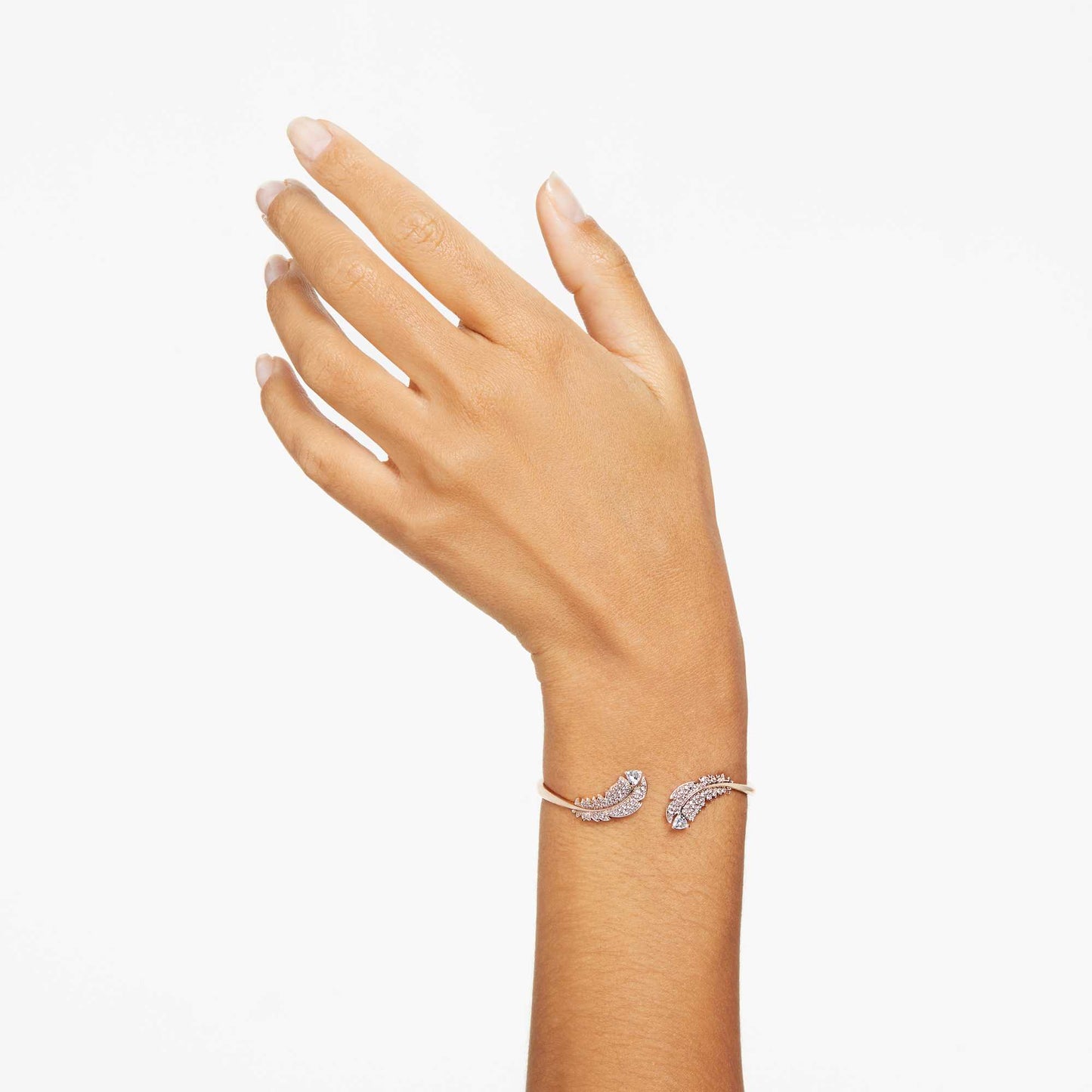 Idyllia bangle Feather, White, Rose gold-tone plated Medium 5663478
