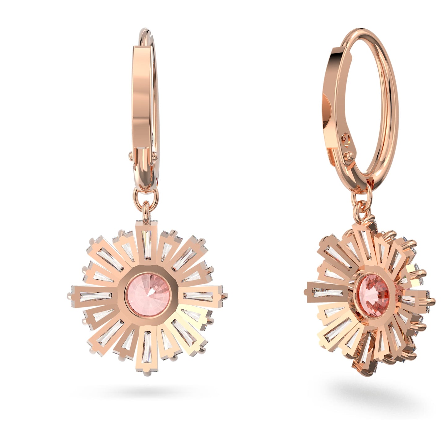 Idyllia drop earrings Mixed cuts, Sun, Pink, Rose gold-tone plated 5642965