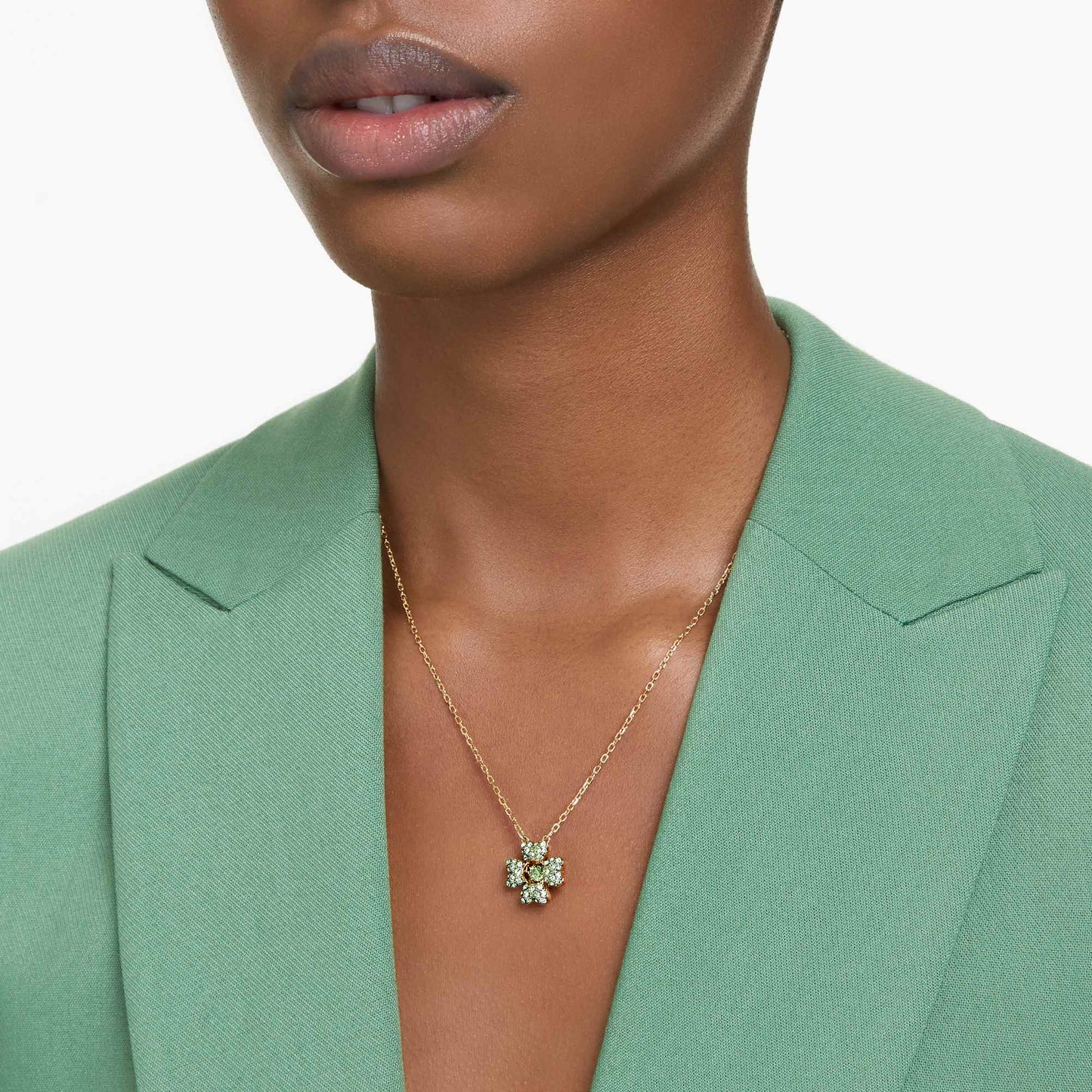 Idyllia pendant Clover, Green, Gold-tone plated 5671144