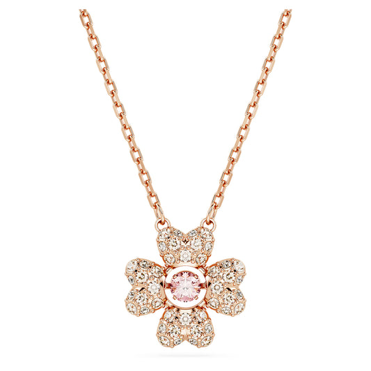 Idyllia pendant Clover, White, Rose gold-tone plated 5674211