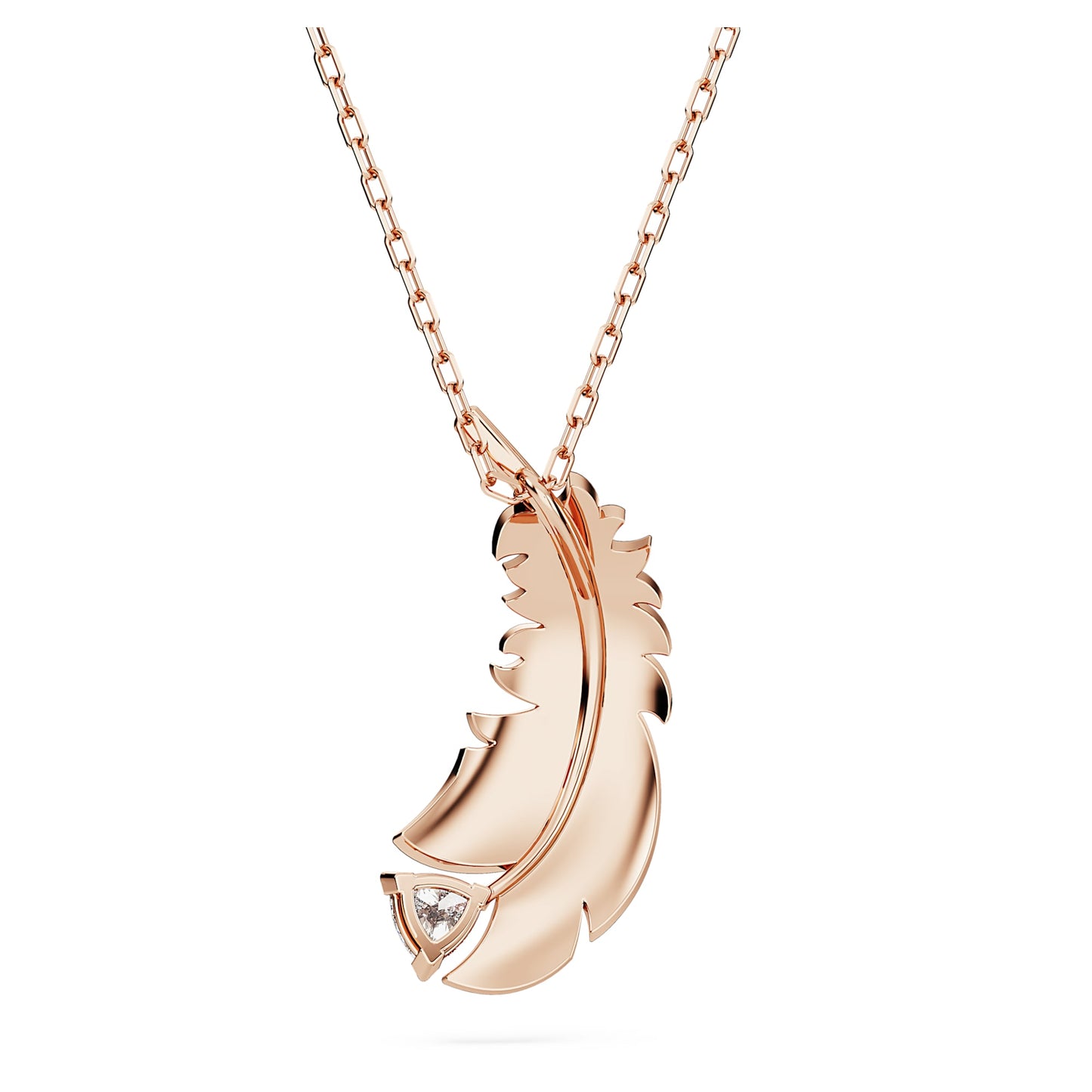Idyllia pendant Feather, White, Rose gold-tone plated 5663483