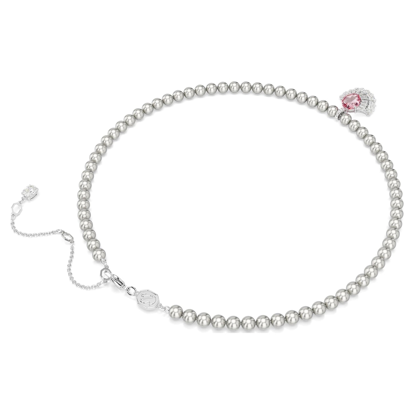 Idyllia pendant Mixed cuts, Crystal pearls, Shell, Pink, Rhodium plated 5680297