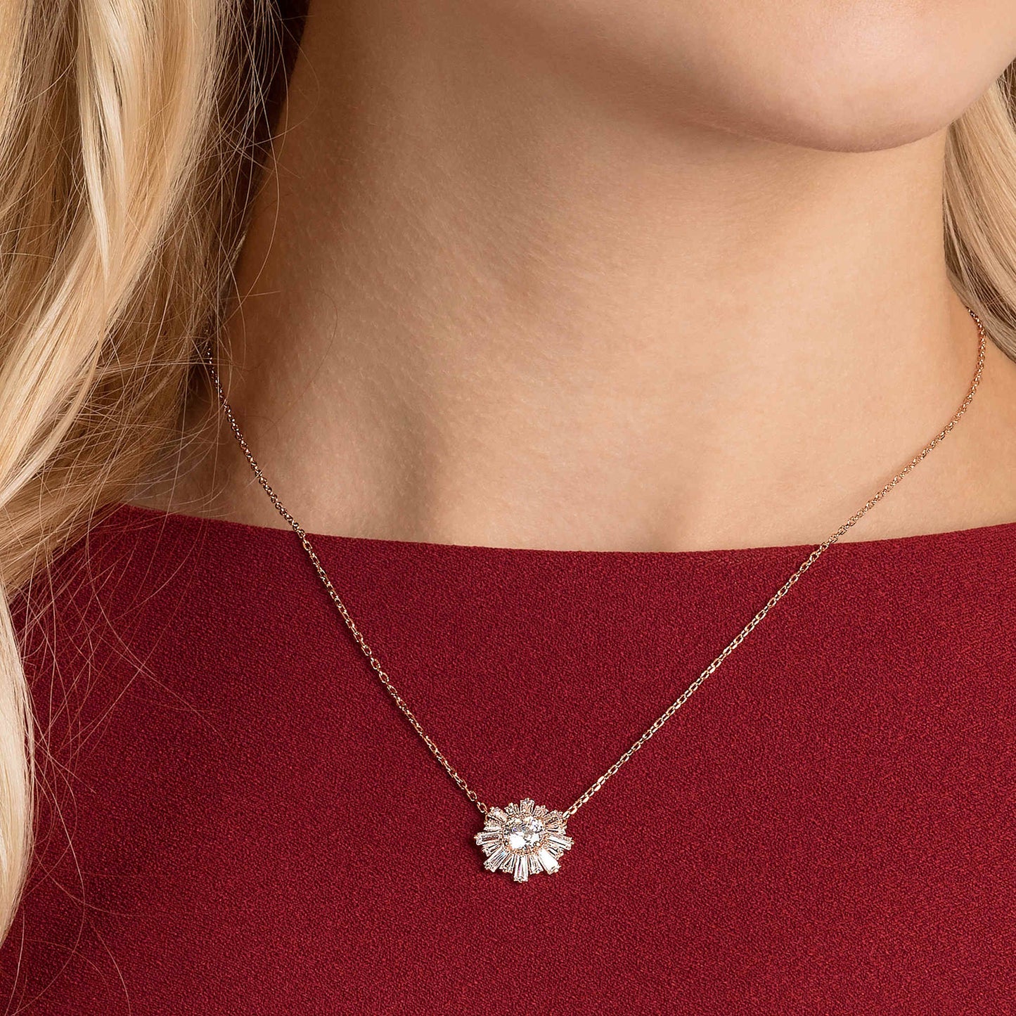 Idyllia pendant Mixed cuts, Sun, White, Rose gold-tone plated 5451376