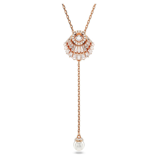 Idyllia Y pendant Crystal pearl, Shell, White, Rose gold-tone plated 5680299