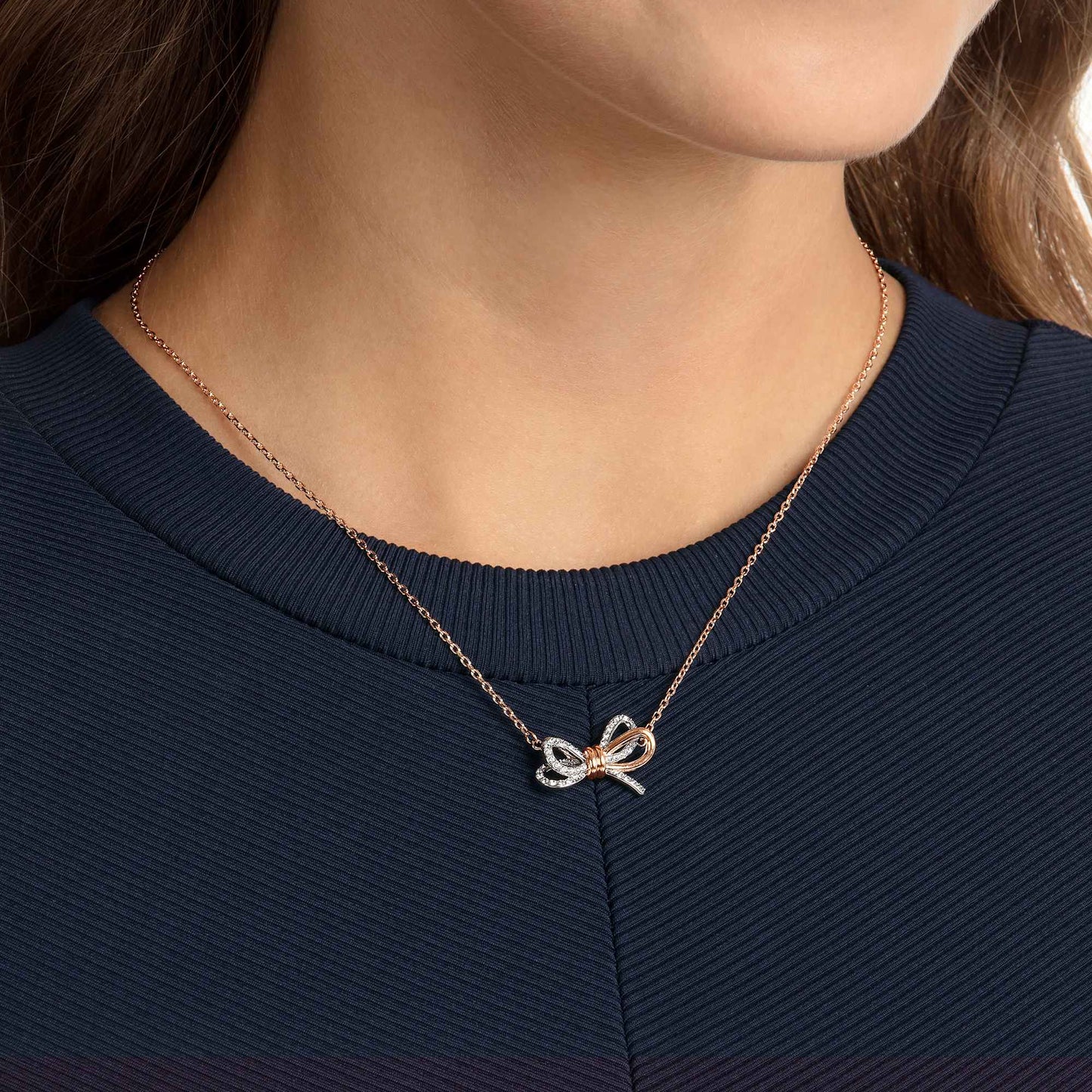 Lifelong Bow pendant Bow, White, Mixed metal finish 5440636
