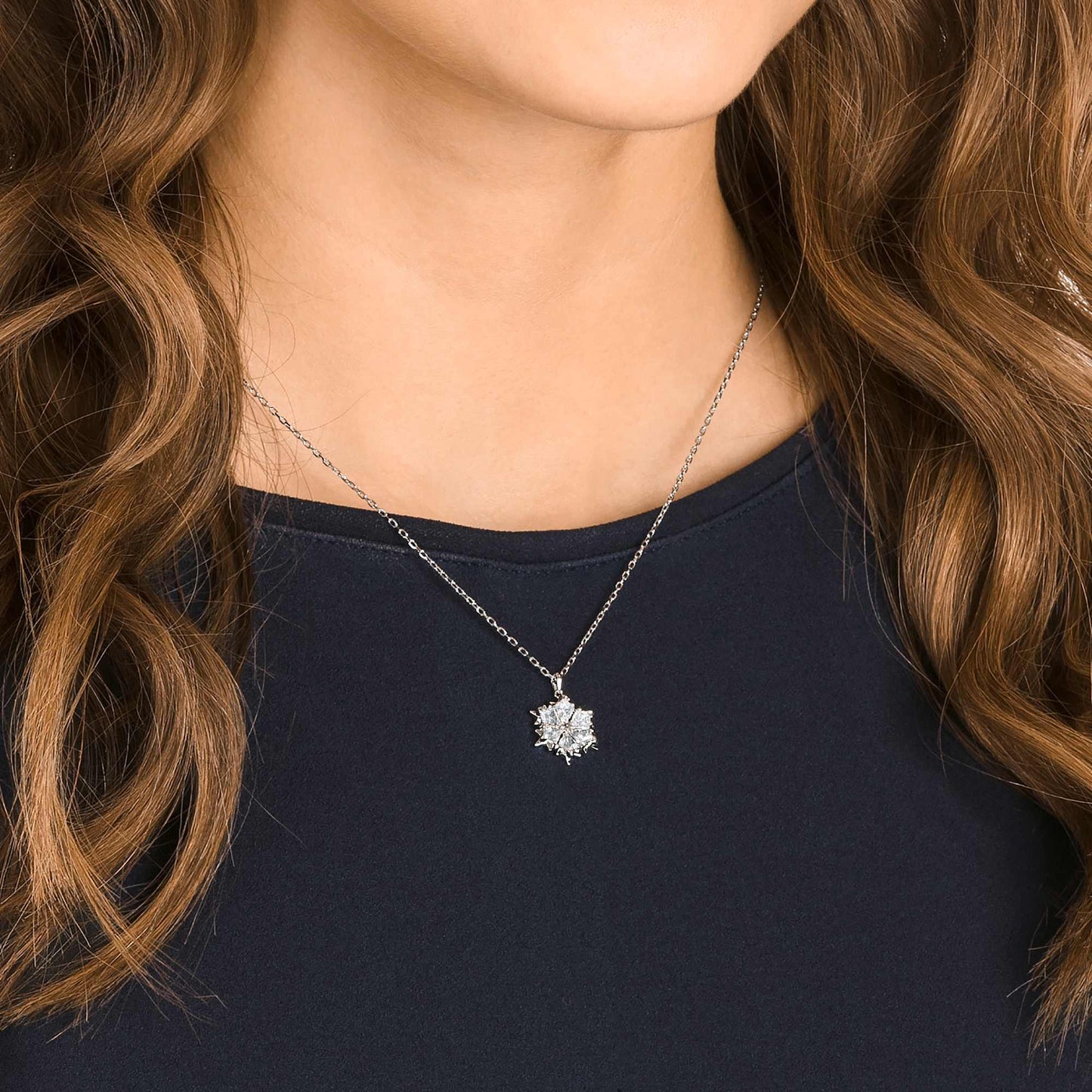 Magic pendant Snowflake, White, Rhodium plated 5428432