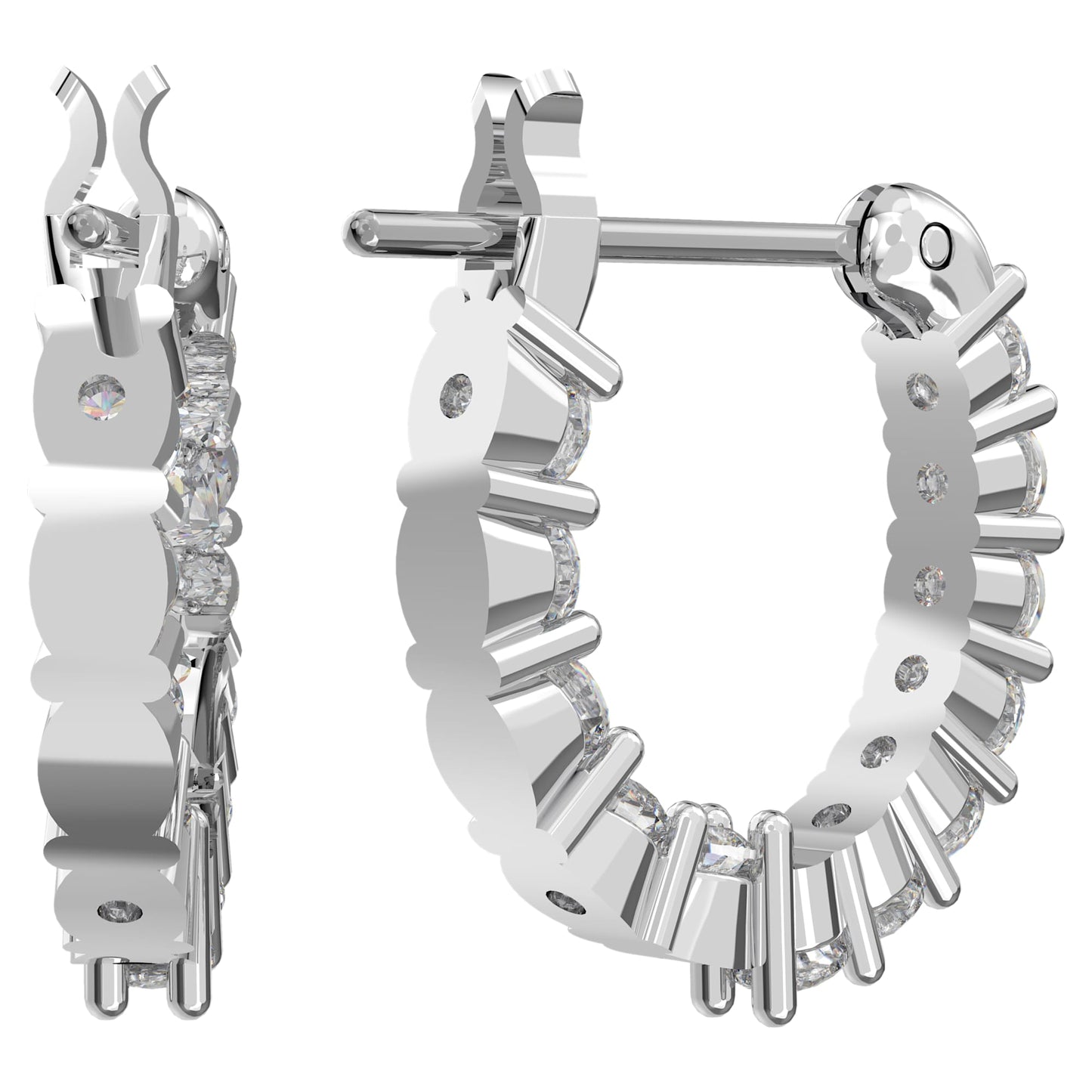 Matrix Vittore hoop earrings Round cut, White, Rhodium plated 5562126