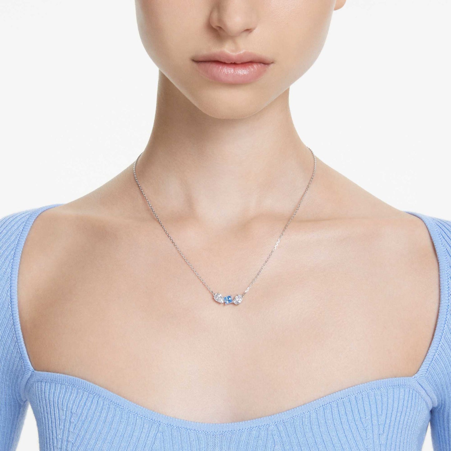 Mesmera pendant Mixed cuts, Blue, Rhodium plated 5668276