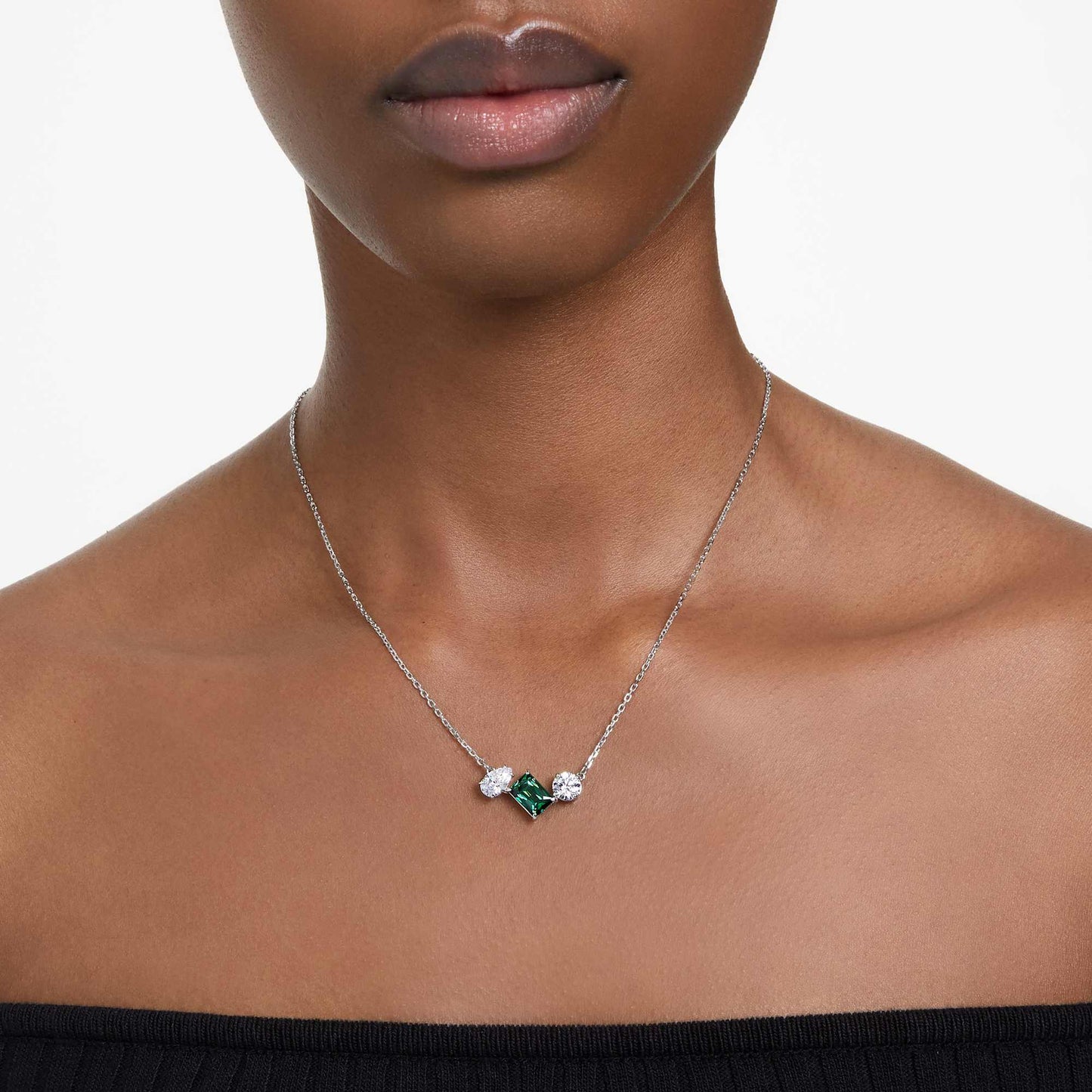 Mesmera pendant Mixed cuts, Green, Rhodium plated 5668278