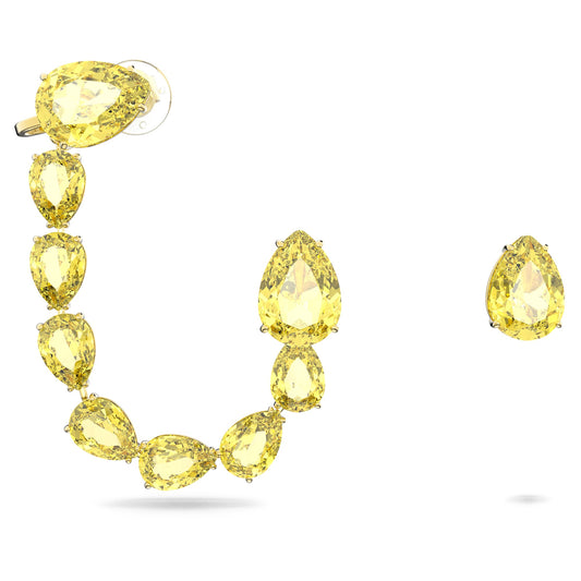 Millenia ear cuff Set, Asymmetrical design, Pear cut, Yellow, Gold-tone plated 5613640