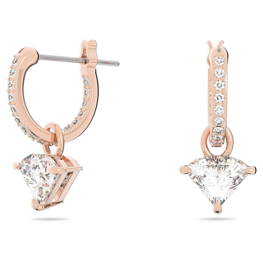 Swarovski Ortyx Drop Earrings Triangle Cut, White, Rose Gold-Tone Plated