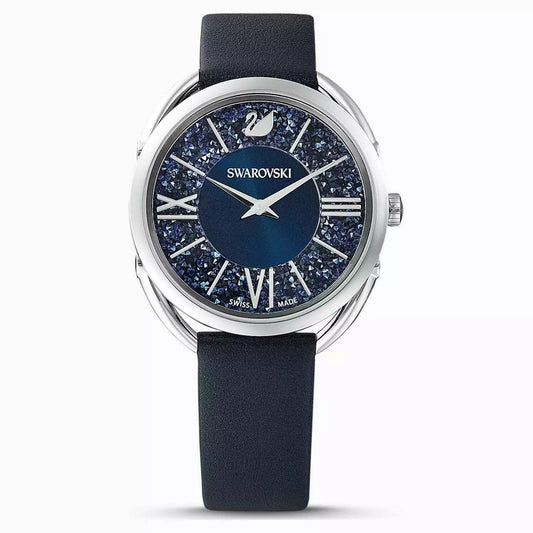SWAROVSKI CRYSTAL GLAM WATCH LEATHER STRAP BLUE/BLUE 5537961