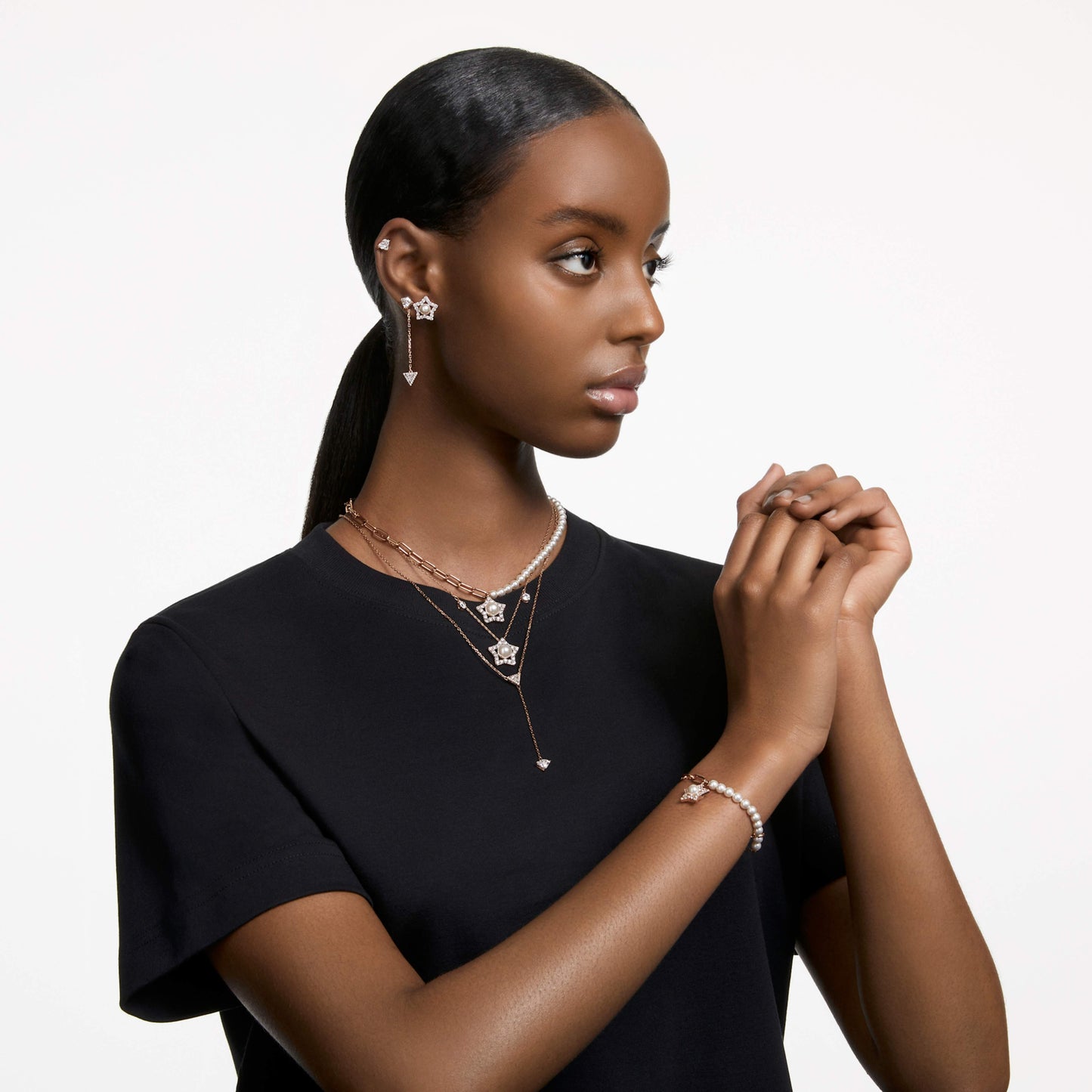 Swarovski Stella pendant Kite cut, Star, White, Rose gold-tone plated 5645463