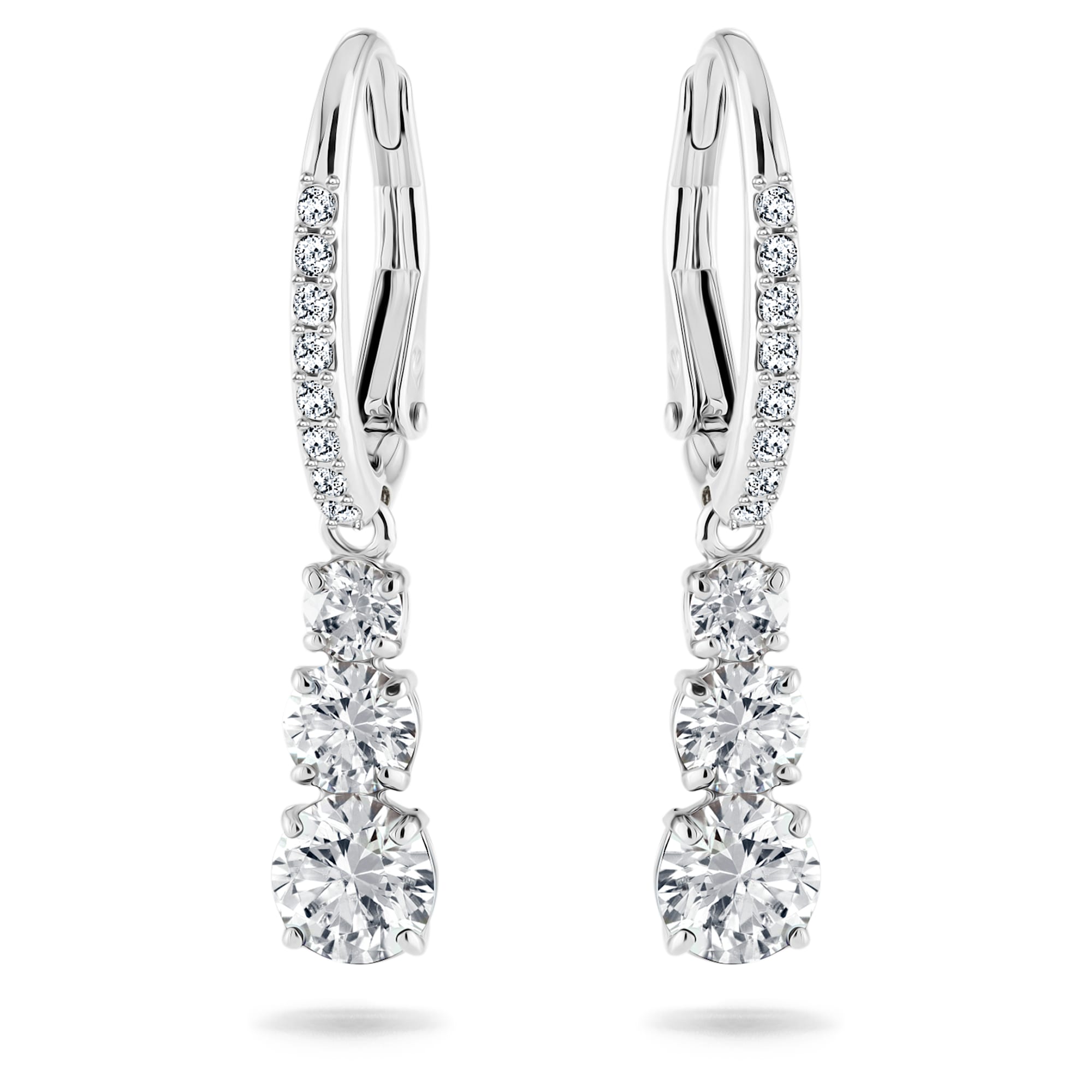 SWAROVSKI Stilla Attract リング シルバー Stilla Attract hoop earrings Round cut, White, Rhodium