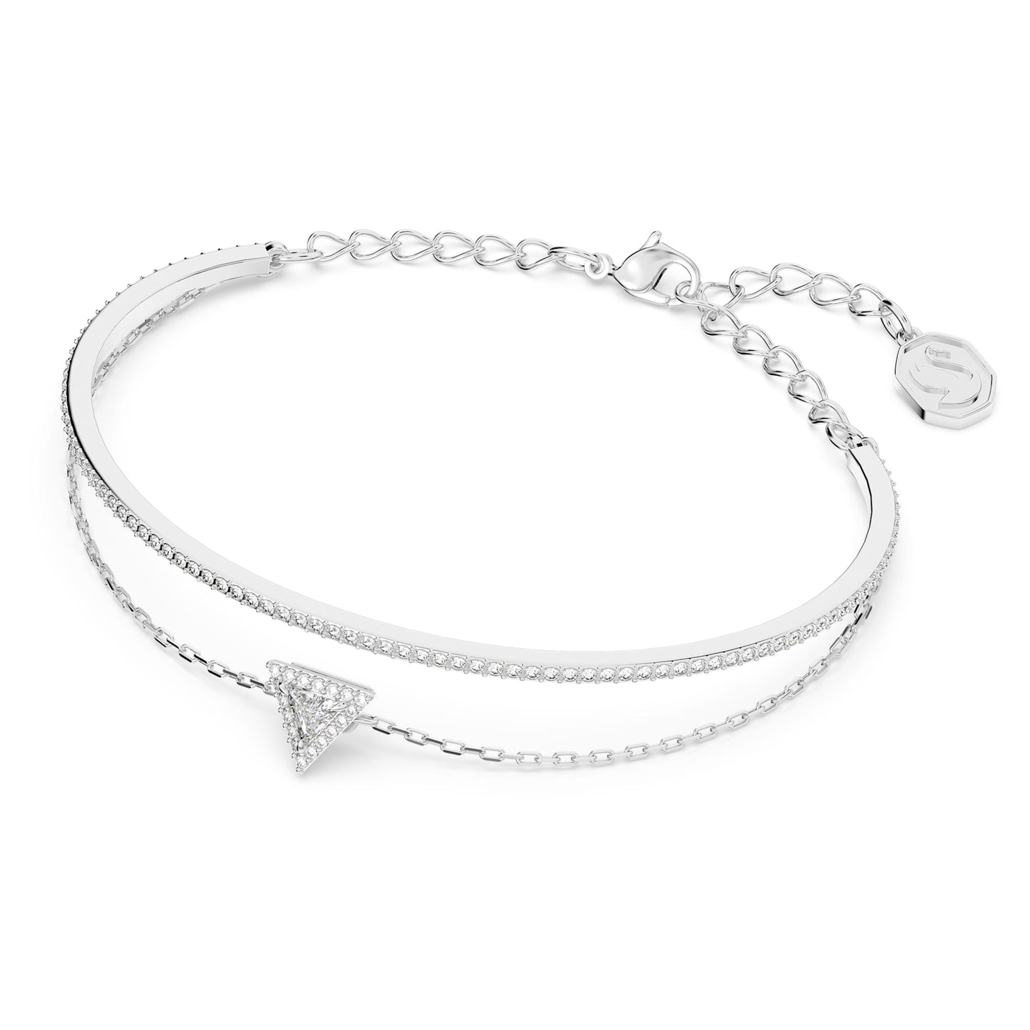 5643733 Stilla bracelet Triangle cut, Pavé, White, Rhodium plated