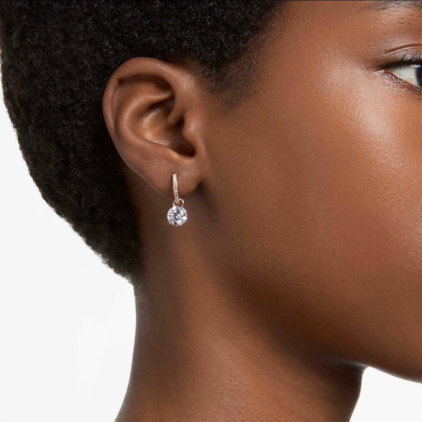 Stilla drop earrings Round cut, White, Rose gold-tone plated 5639975