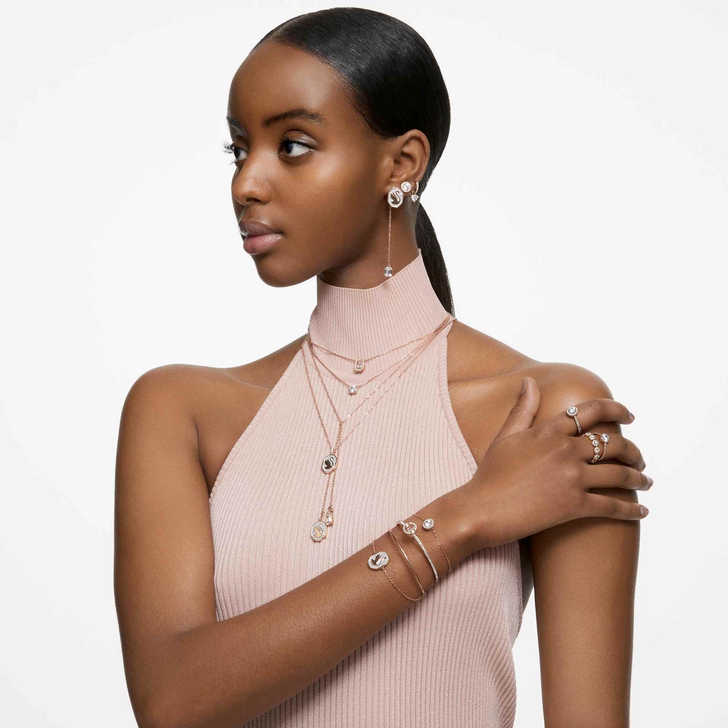 Stilla pendant Round cut, White, Rose gold-tone plated 5636710