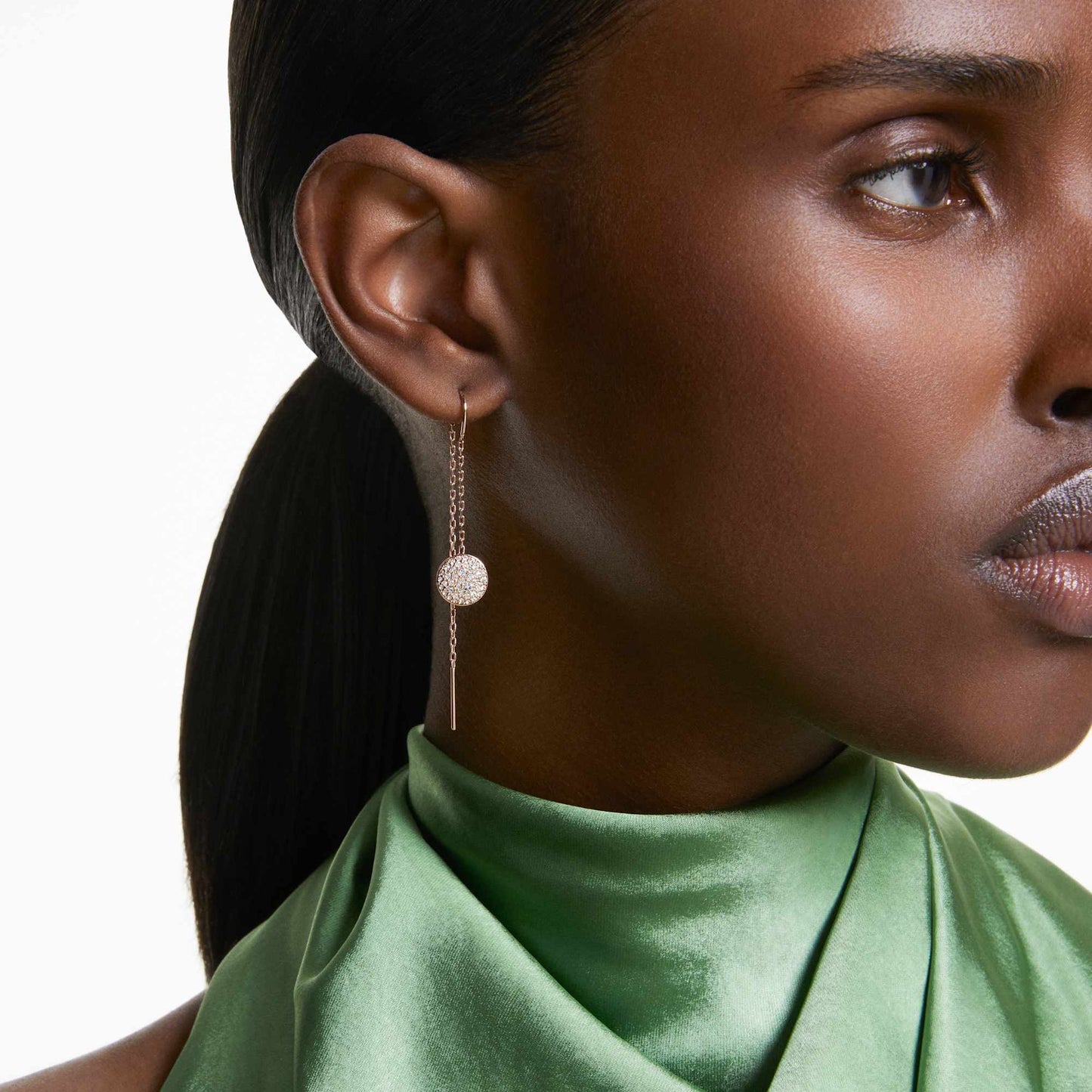 Sublima drop earrings White, Rose gold-tone plated 5689427