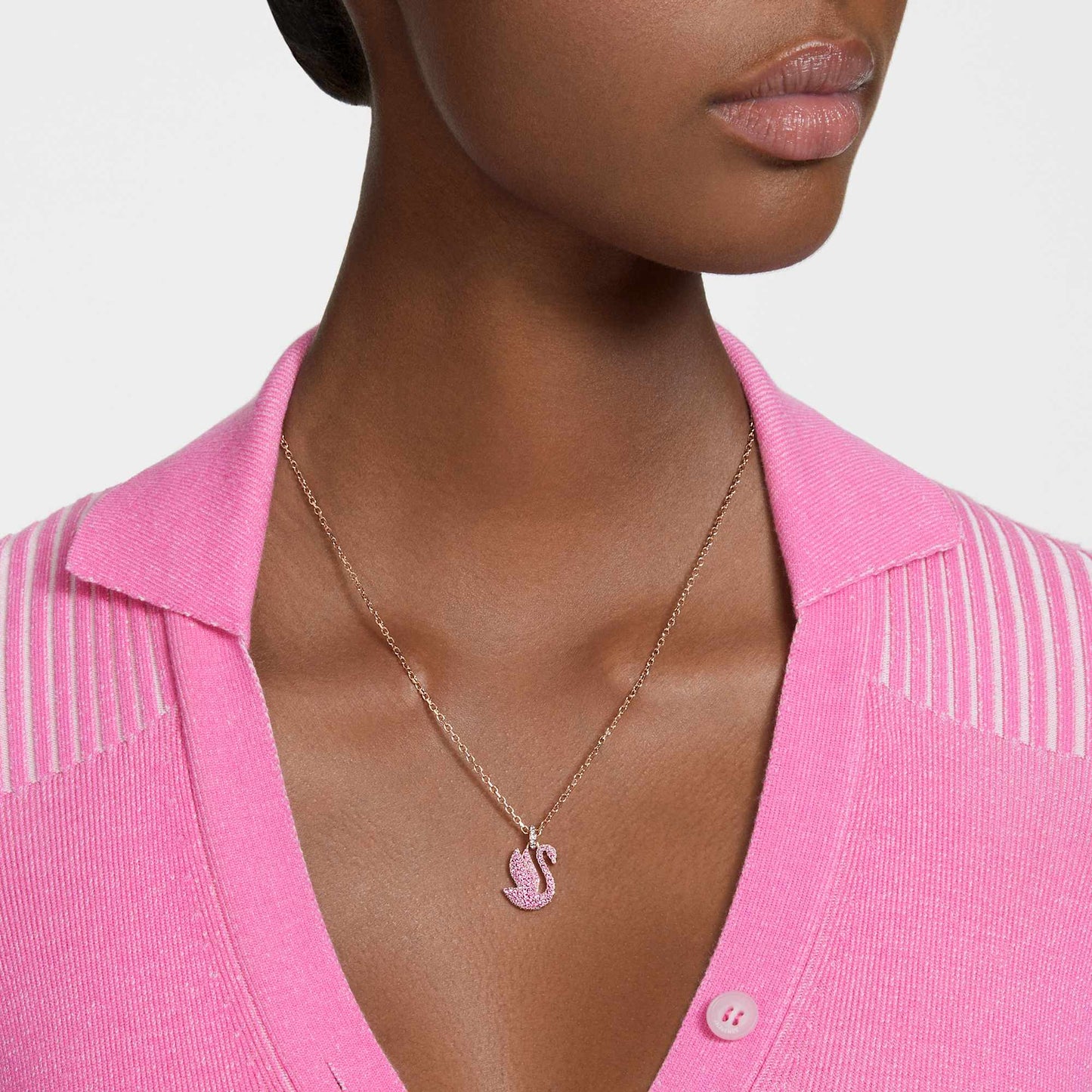 Swan pendant Swan, Medium, Pink, Rose gold-tone plated 5647552