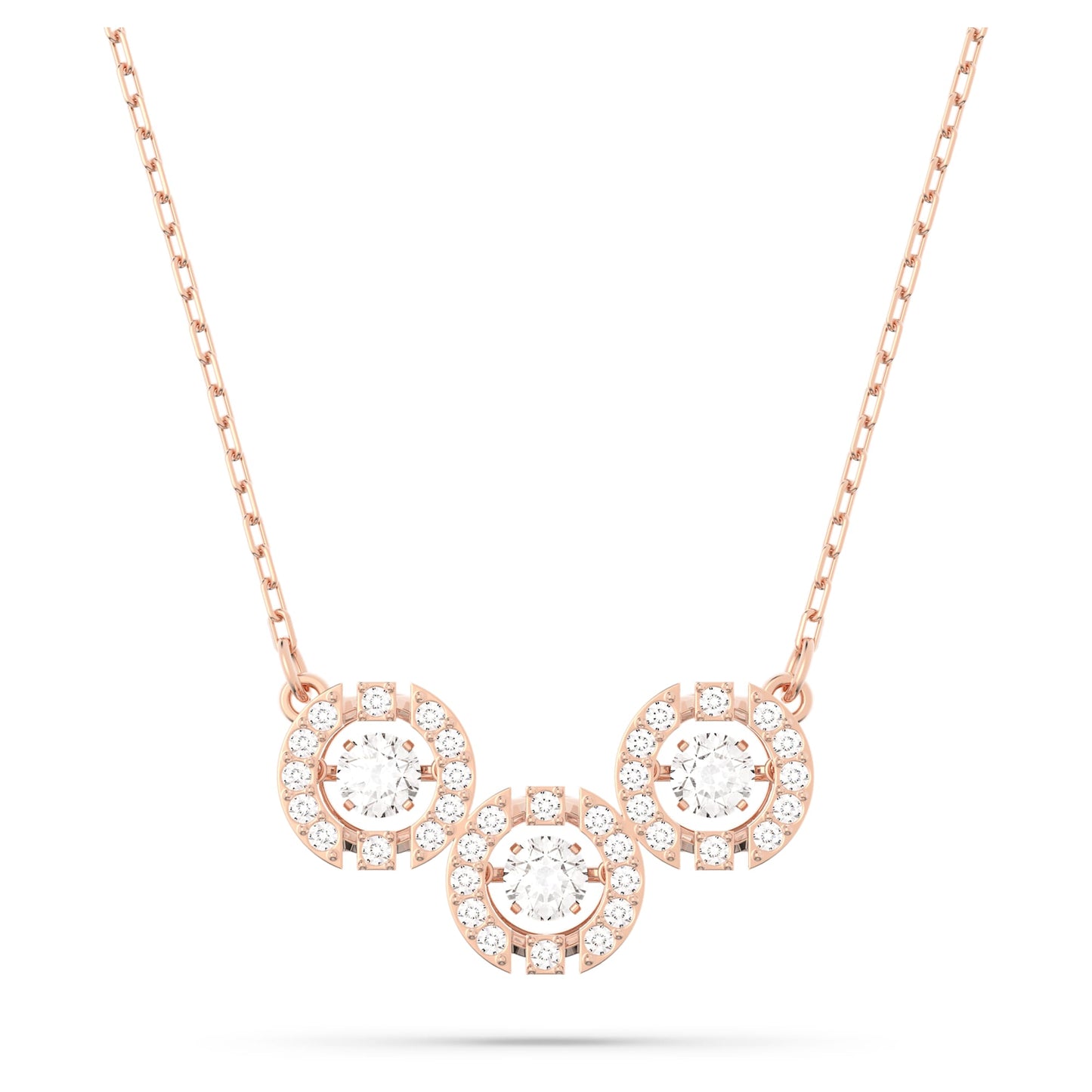 5480482 Swarovski Sparkling Dance Trilogy necklace Round cut, White, Rose gold-tone plated