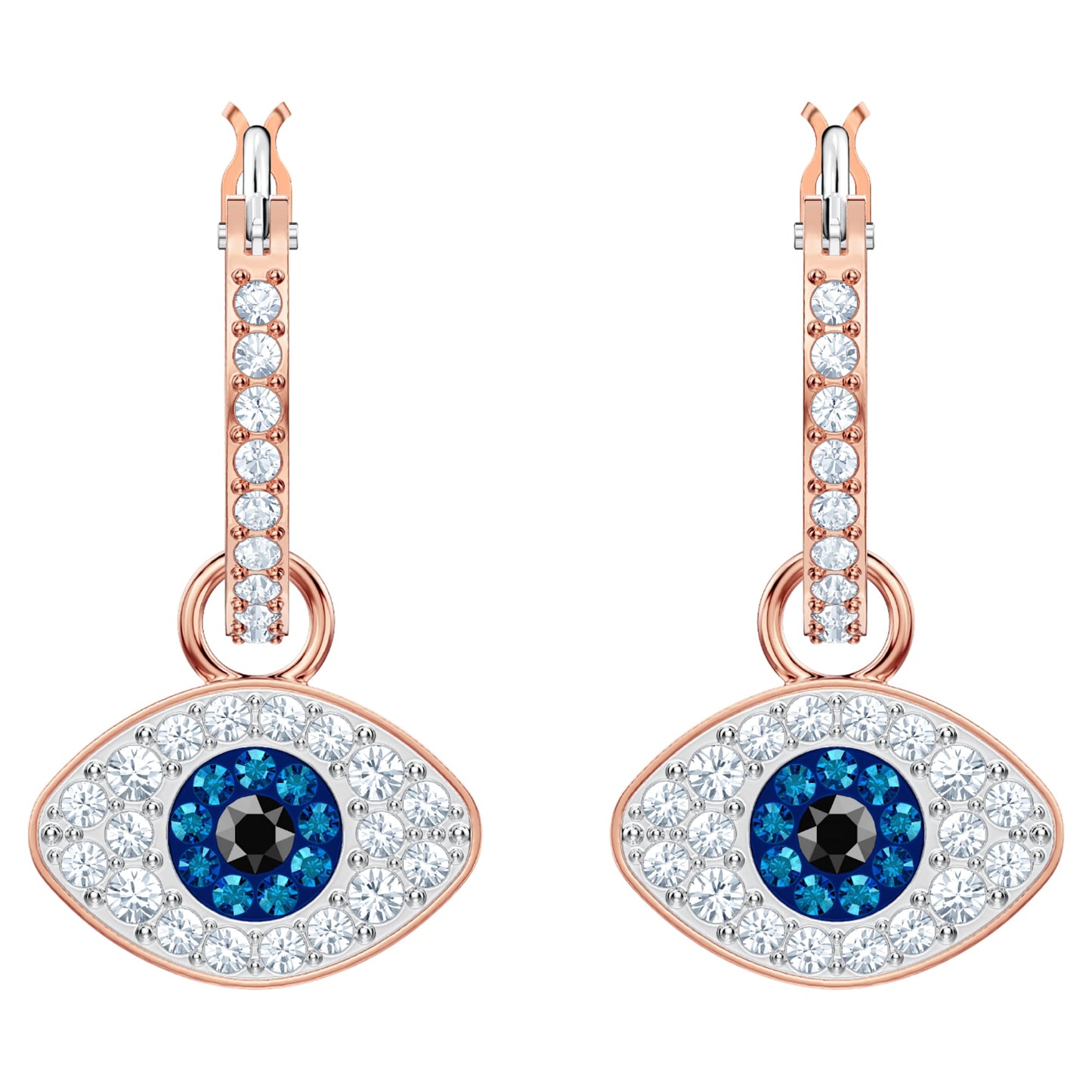 Symbolica hoop earrings Evil eye, Blue, Rose gold-tone plated 5425857