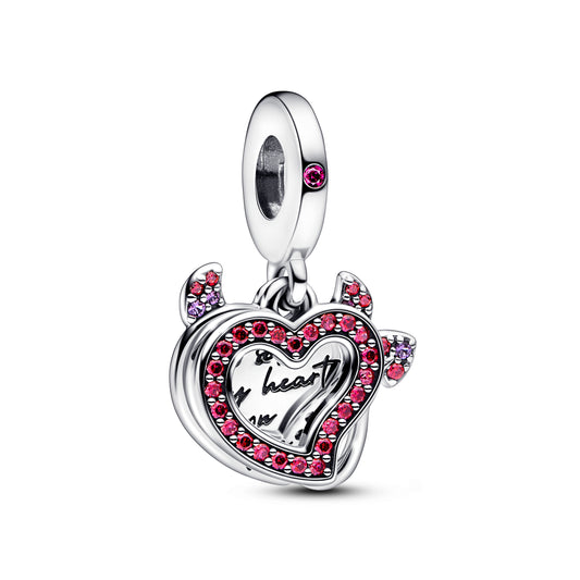 PANDORA 792511C01 Devil Heart Double Dangle Charm