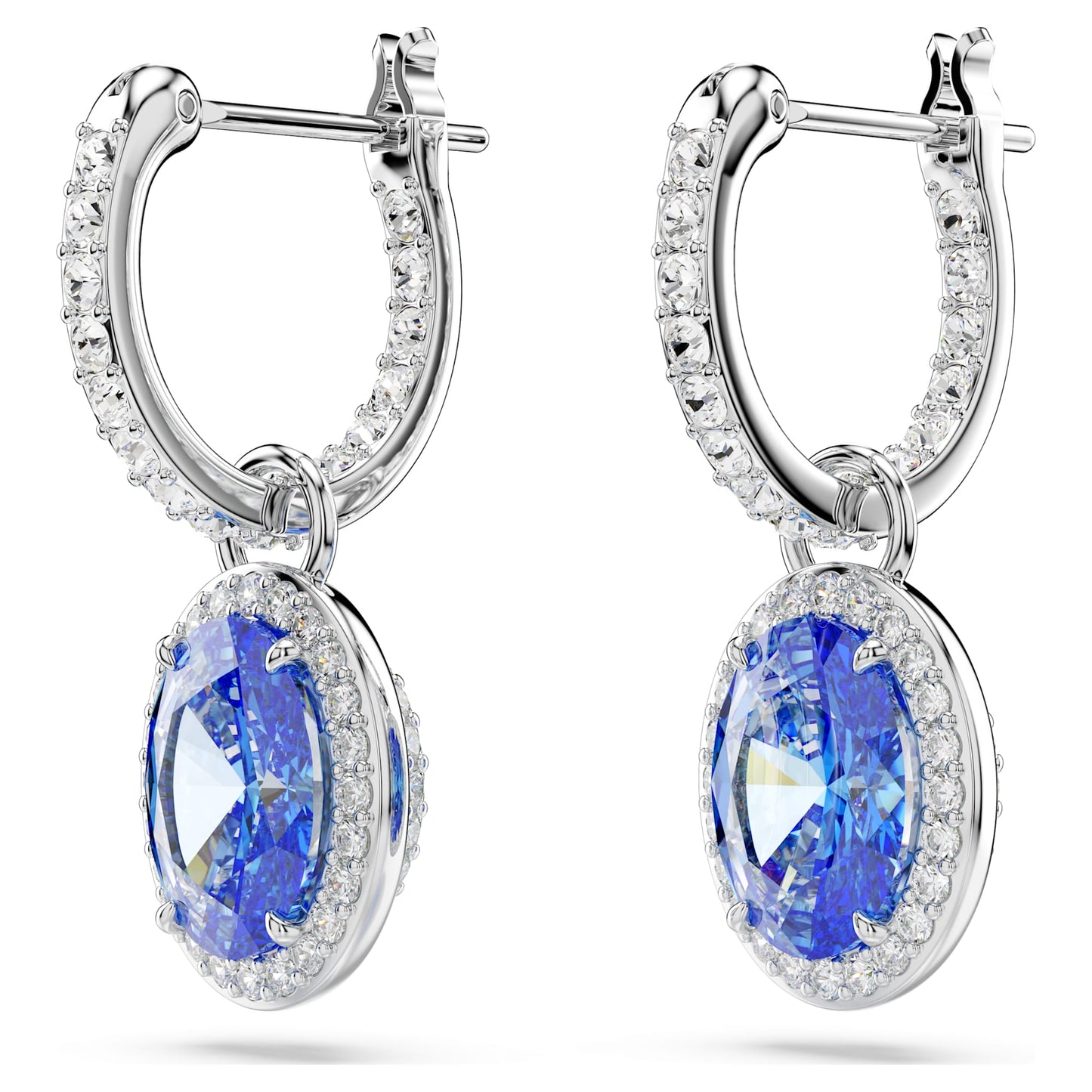Una Angelic drop earrings Oval cut, Blue, Rhodium plated 5671817