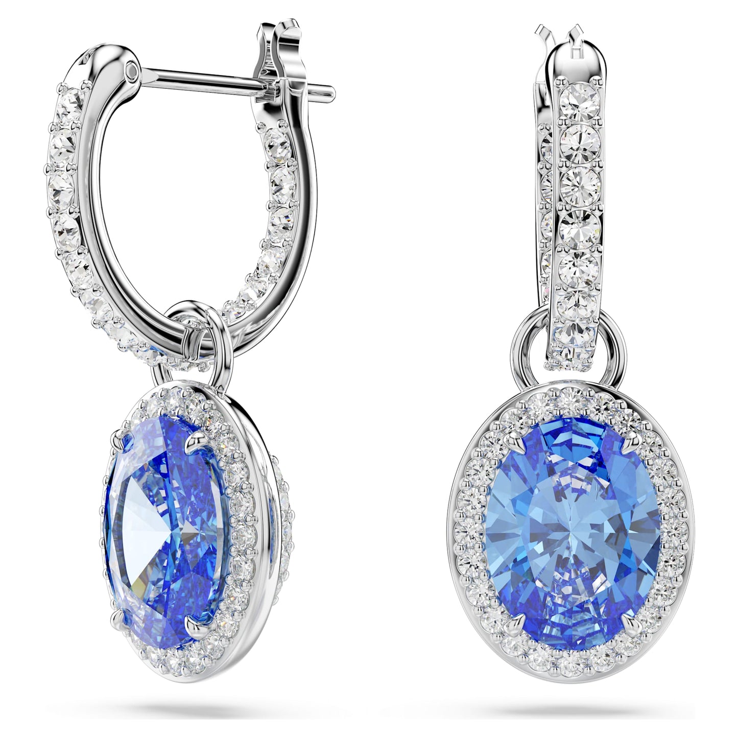 Una Angelic drop earrings Oval cut, Blue, Rhodium plated 5671817
