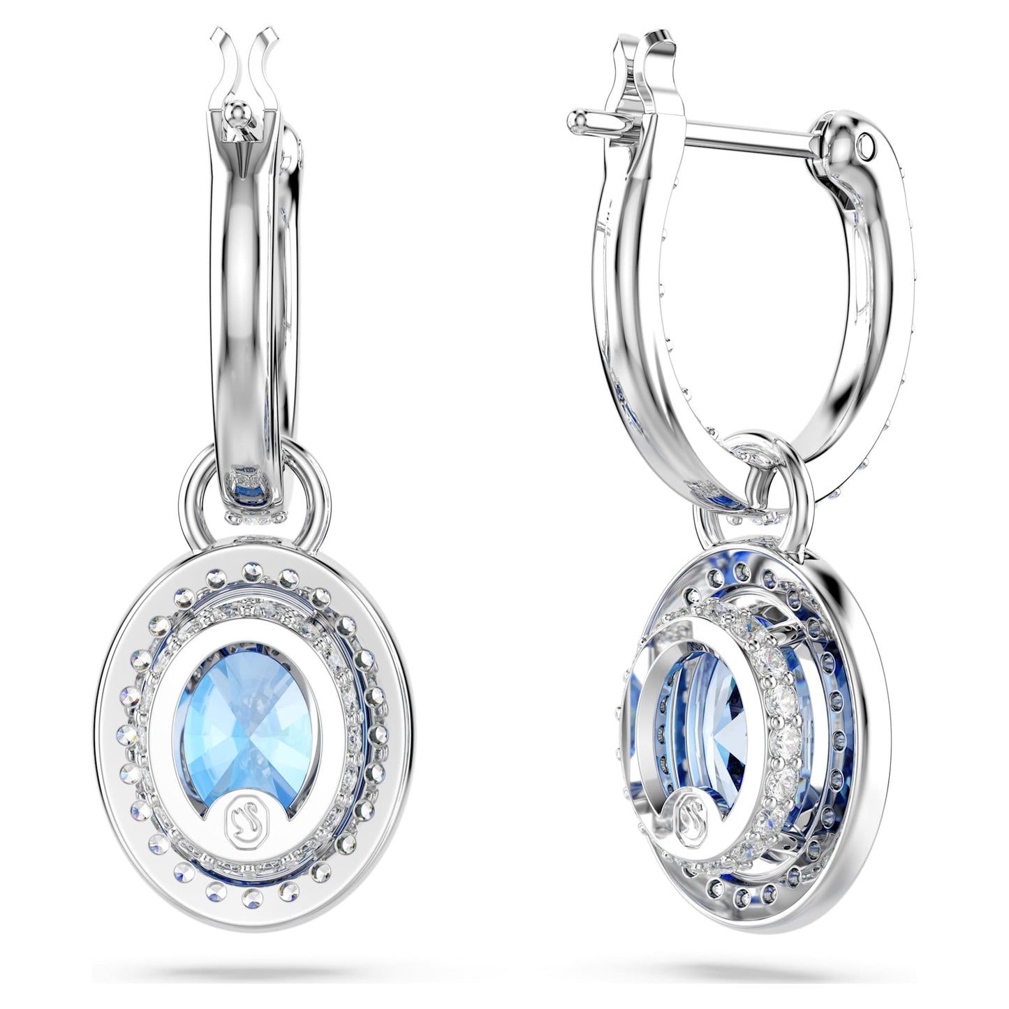 Una Angelic drop earrings Oval cut, Blue, Rhodium plated 5671817