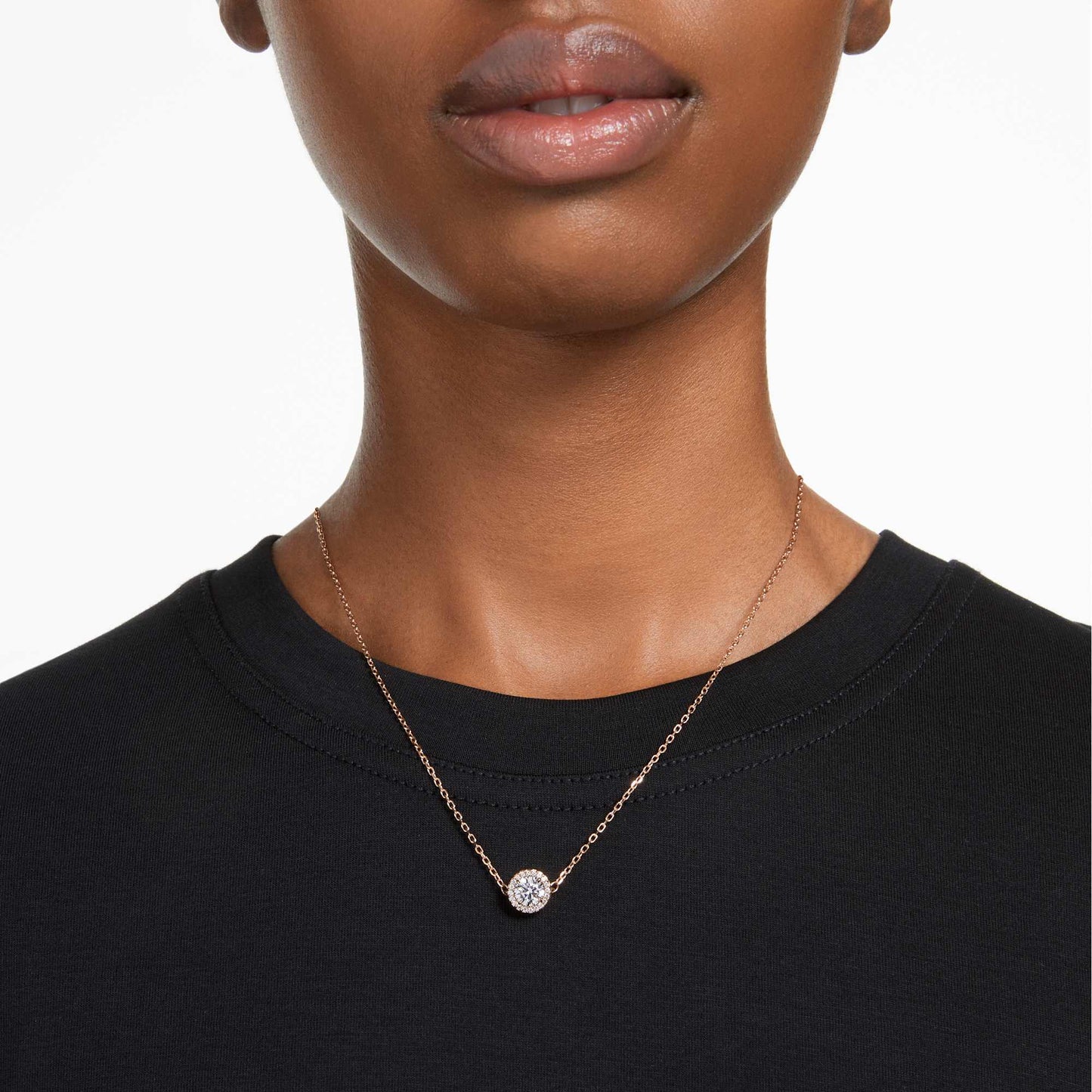 Una Angelic pendant Round cut, Pavé, White, Rose gold-tone plated 5636272