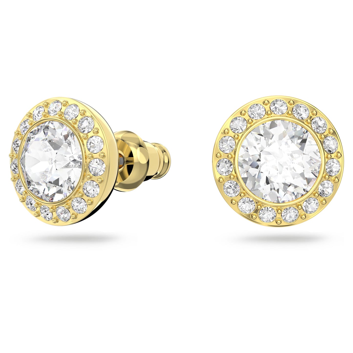 Una Angelic stud earrings Round cut, White, Gold-tone plated 5505470