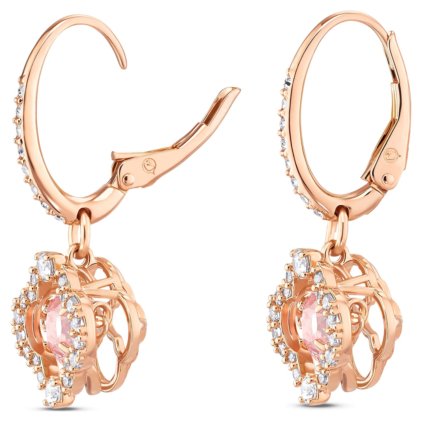Una drop earrings Clover, Pink, Rose gold-tone plated 5516477