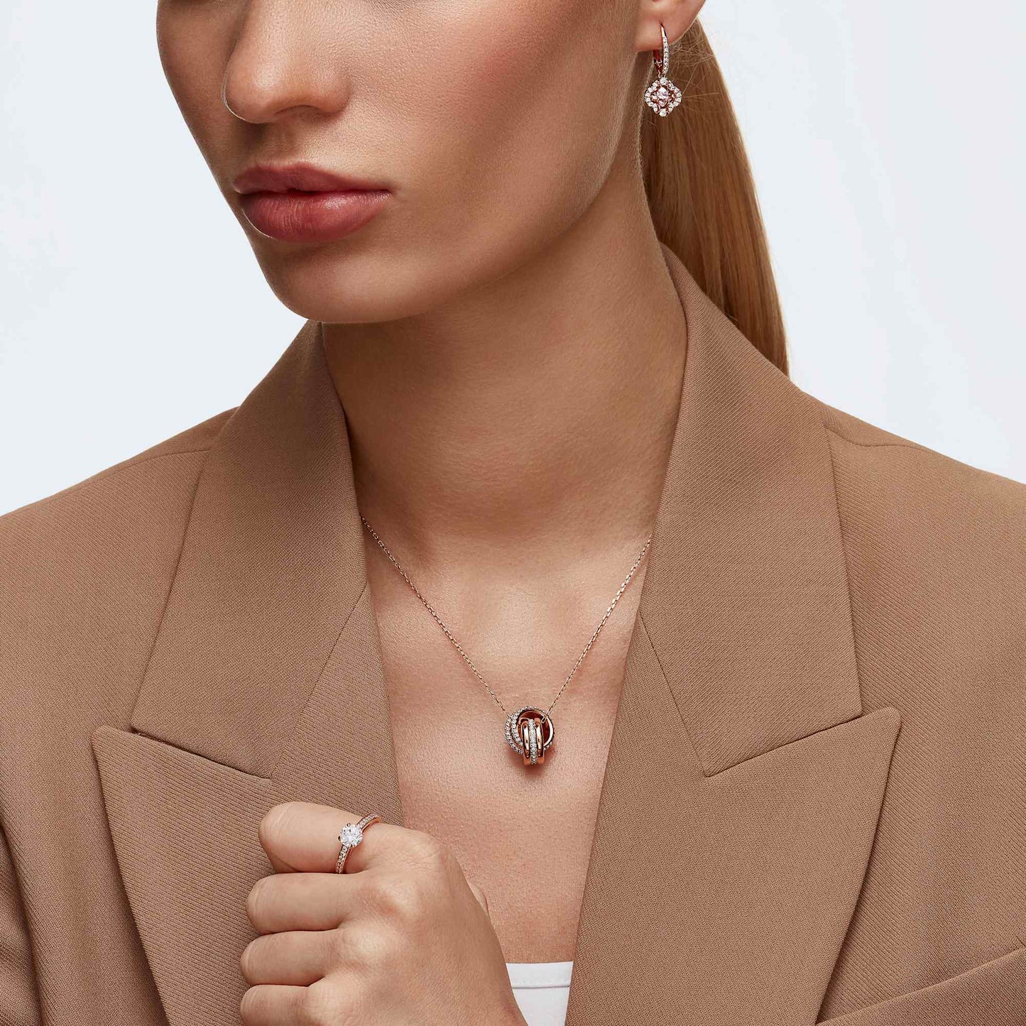 Una drop earrings Clover, Pink, Rose gold-tone plated 5516477