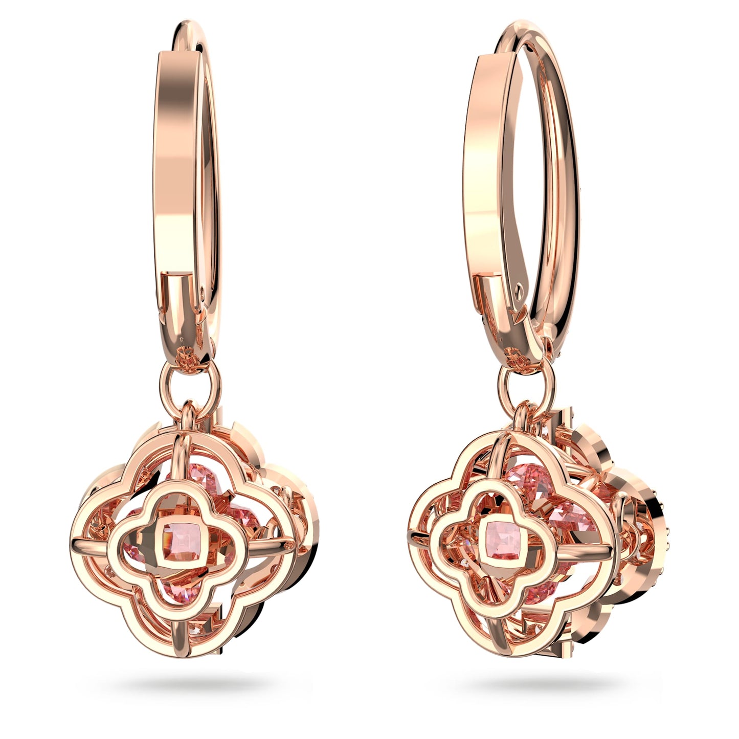 Una drop earrings Clover, Pink, Rose gold-tone plated 5516477