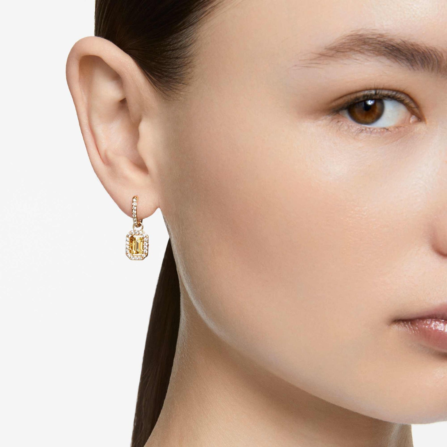 Una drop earrings Octagon cut, Yellow, Gold-tone plated 5641169