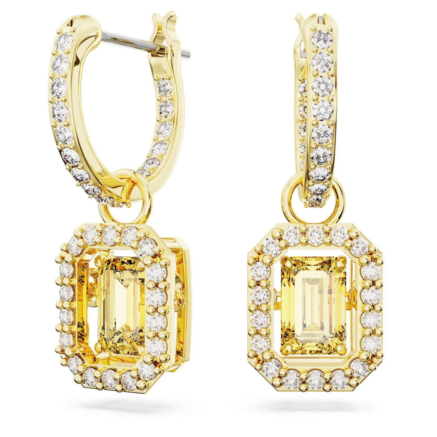 Una drop earrings Octagon cut, Yellow, Gold-tone plated 5641169