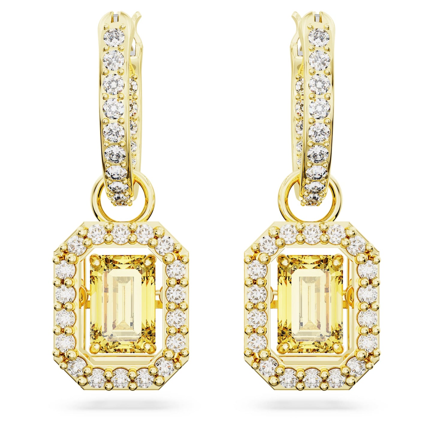 Una drop earrings Octagon cut, Yellow, Gold-tone plated 5641169