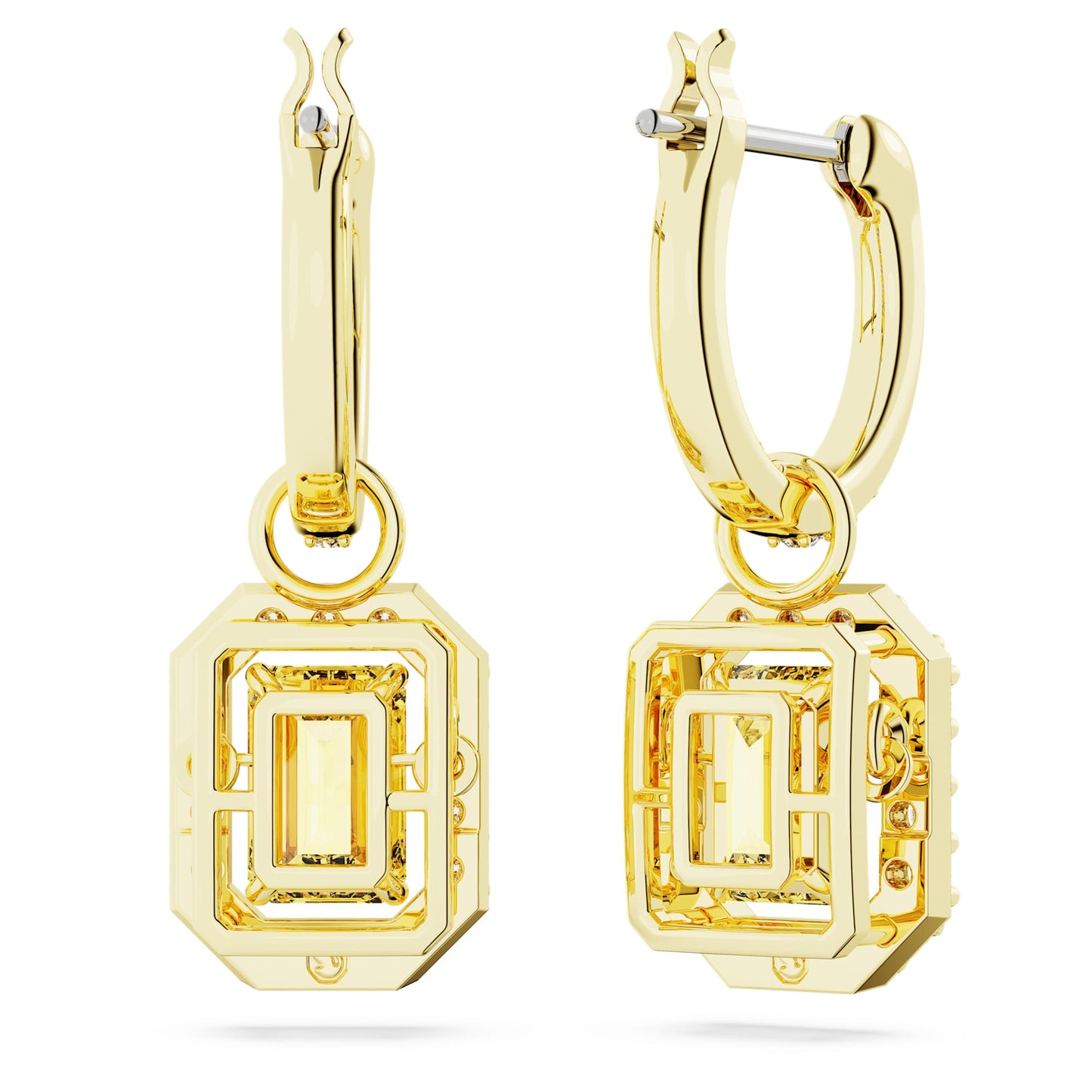 Una drop earrings Octagon cut, Yellow, Gold-tone plated 5641169