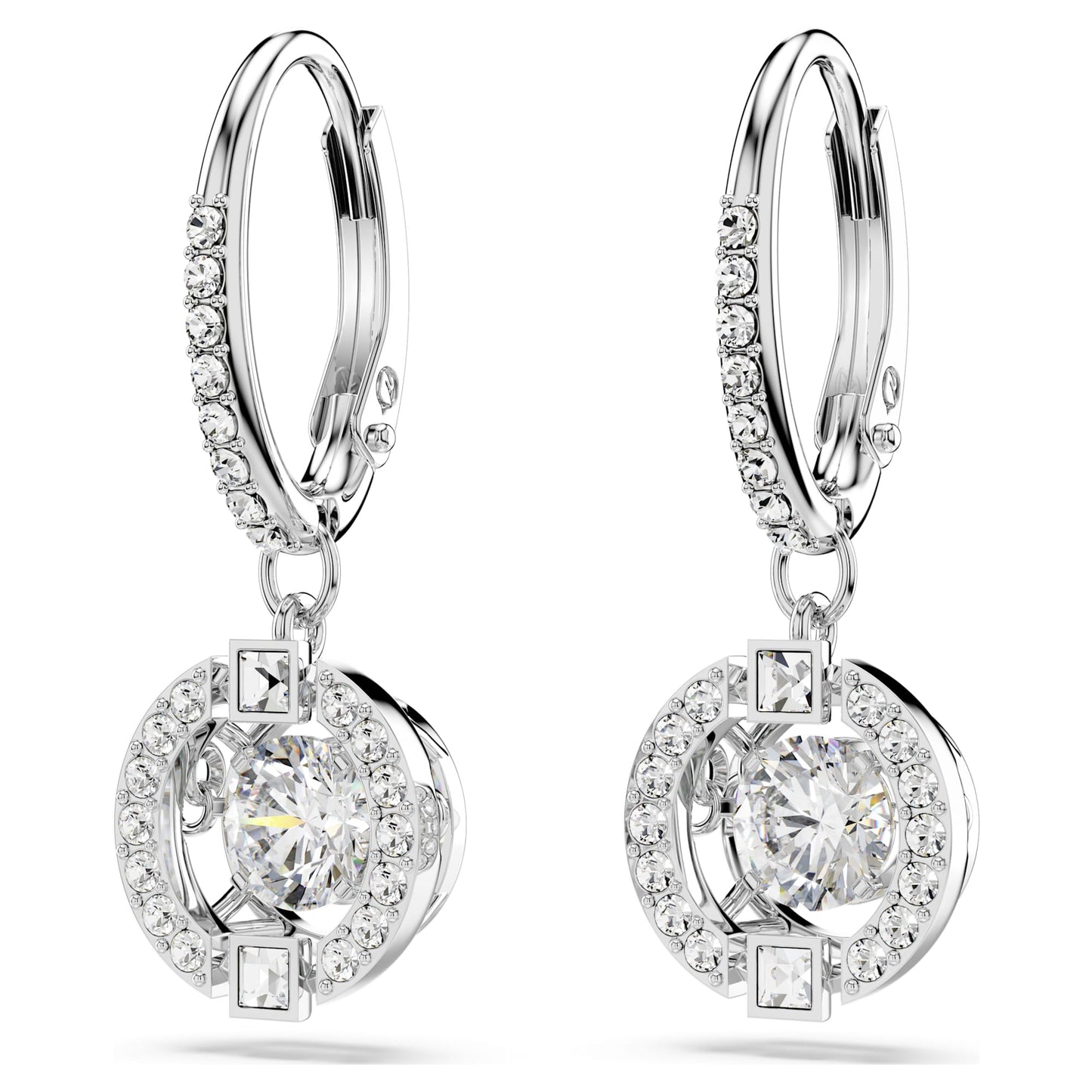 Una drop earrings Round cut, White, Rhodium plated 5504652