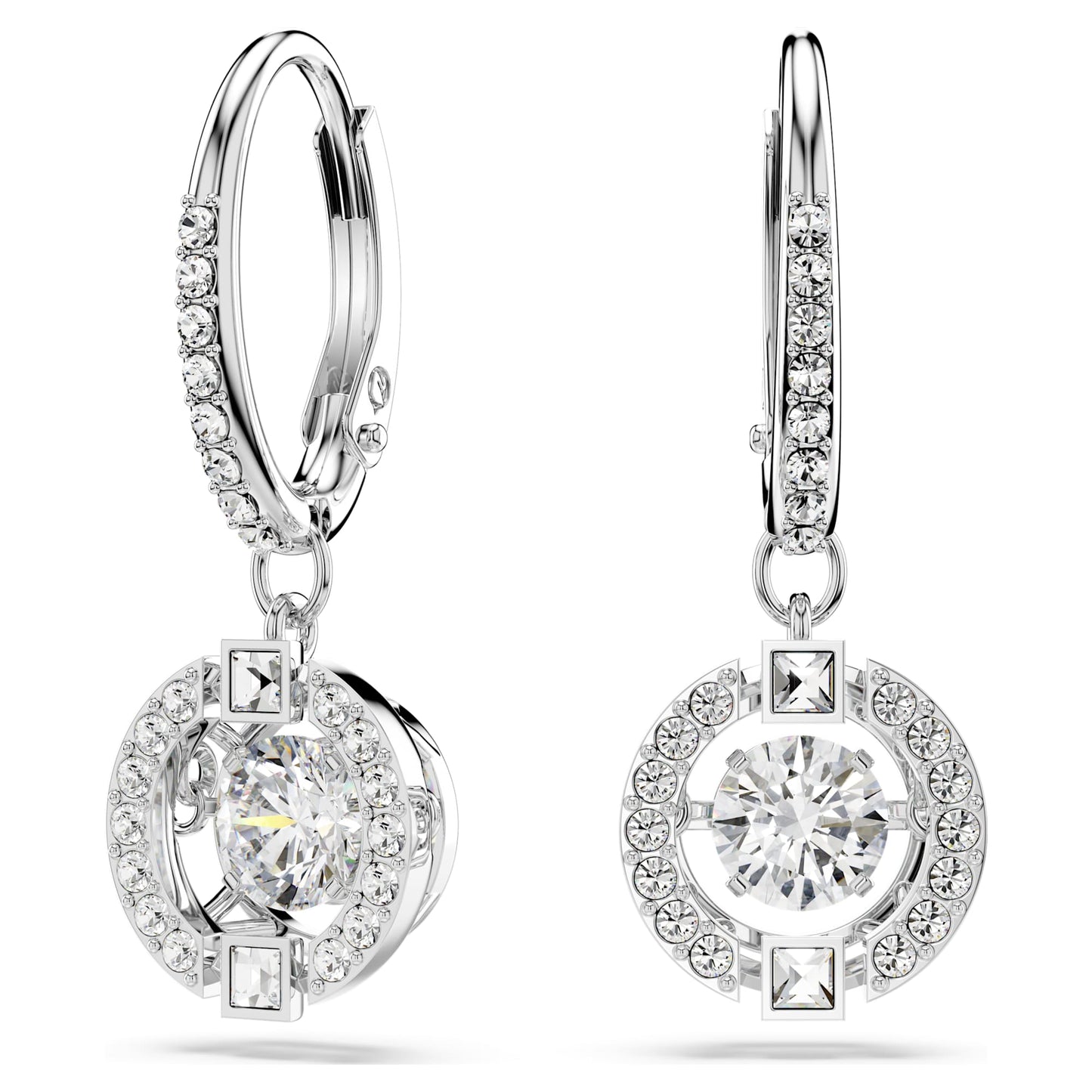 Una drop earrings Round cut, White, Rhodium plated 5504652