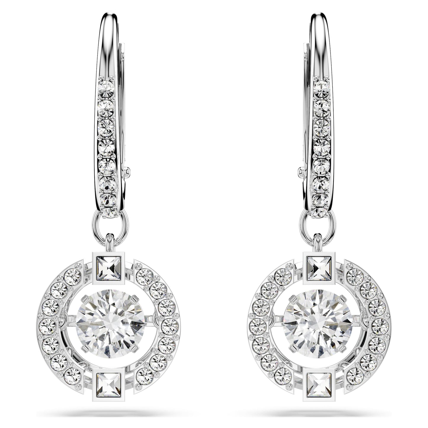 Una drop earrings Round cut, White, Rhodium plated 5504652