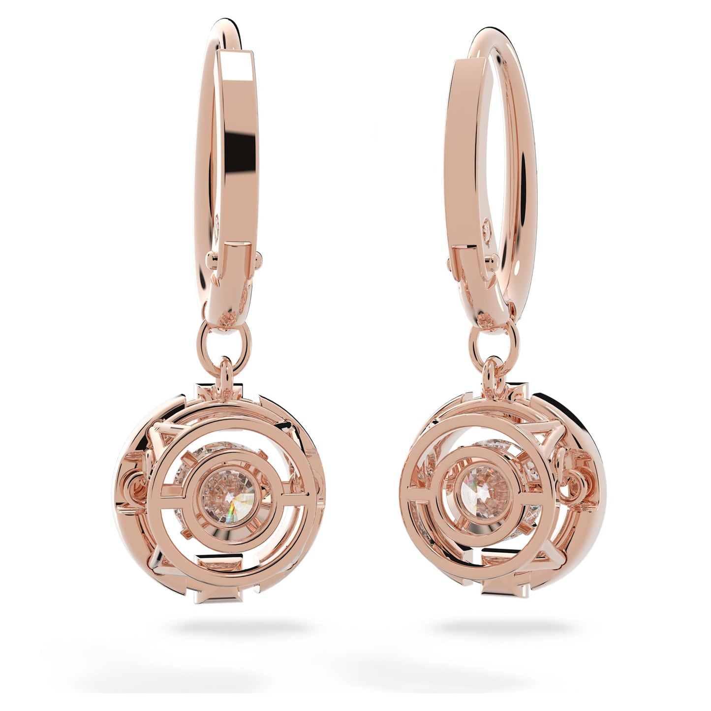 Una drop earrings Round cut, White, Rose gold-tone plated 5504753
