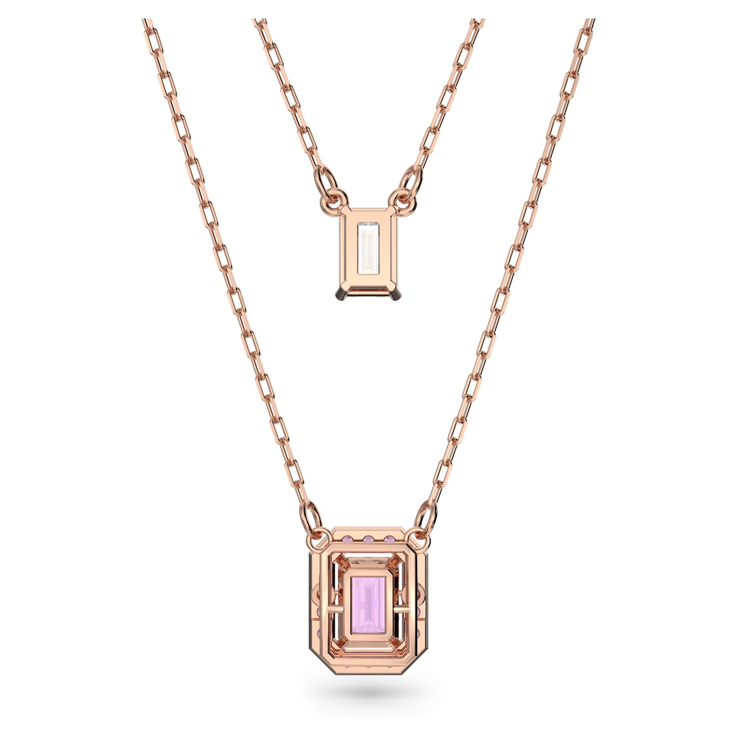 Una layered necklace Octagon cut, Purple, Rose gold-tone plated 5640558