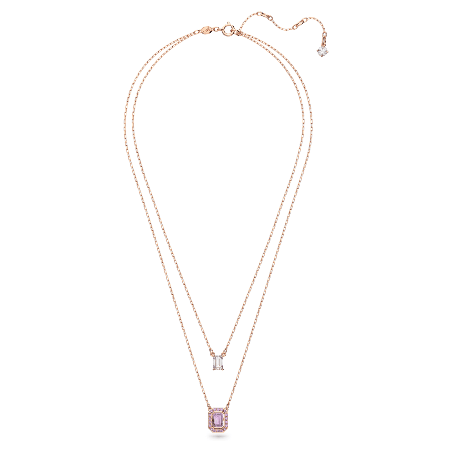 Una layered necklace Octagon cut, Purple, Rose gold-tone plated 5640558