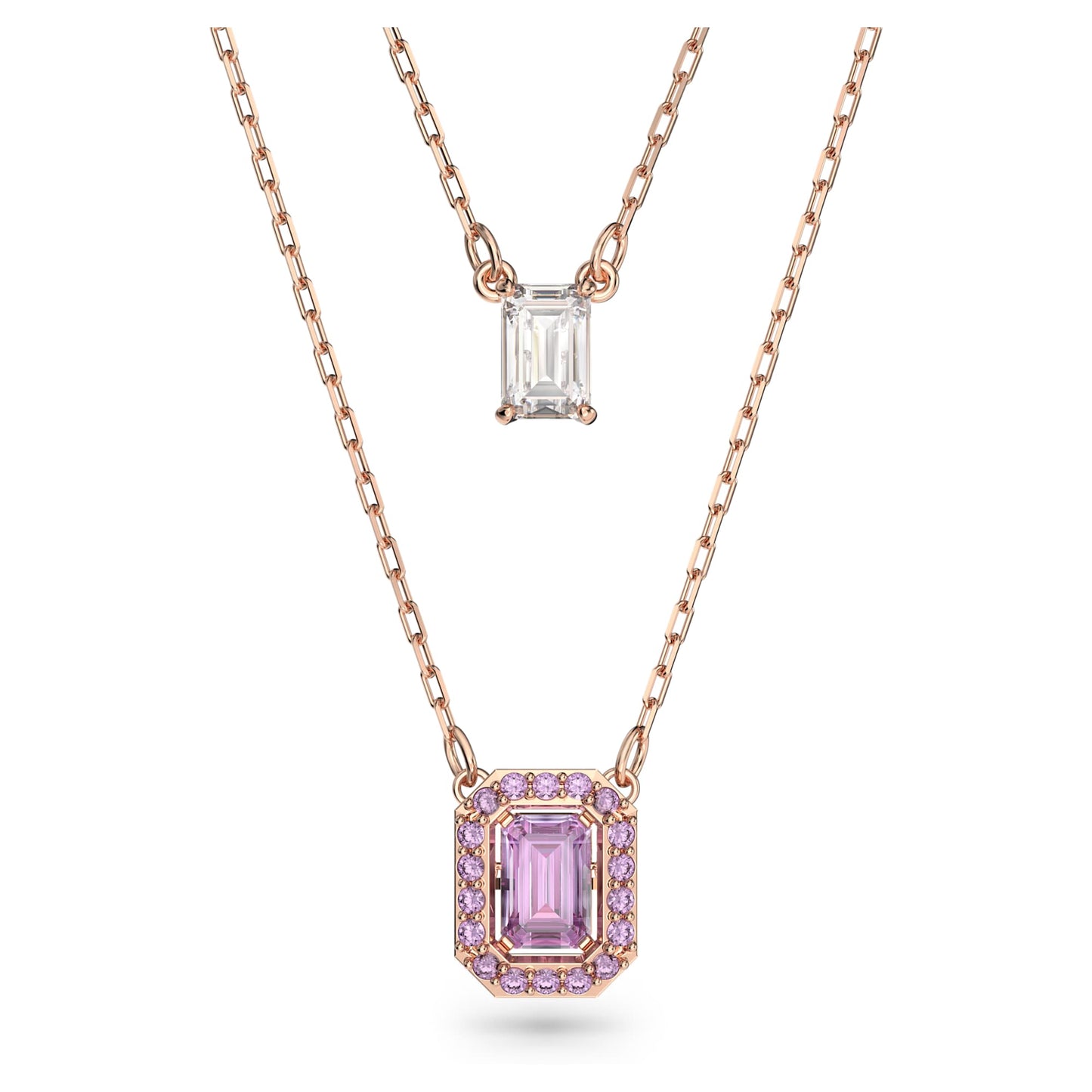 Una layered necklace Octagon cut, Purple, Rose gold-tone plated 5640558