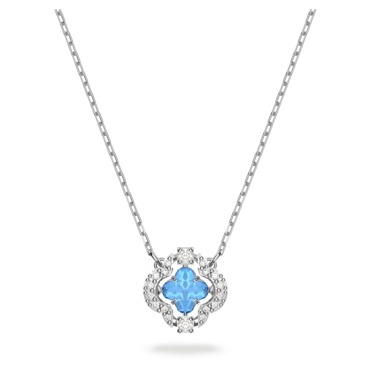 Una necklace Clover, Blue, Rhodium plated 5642927