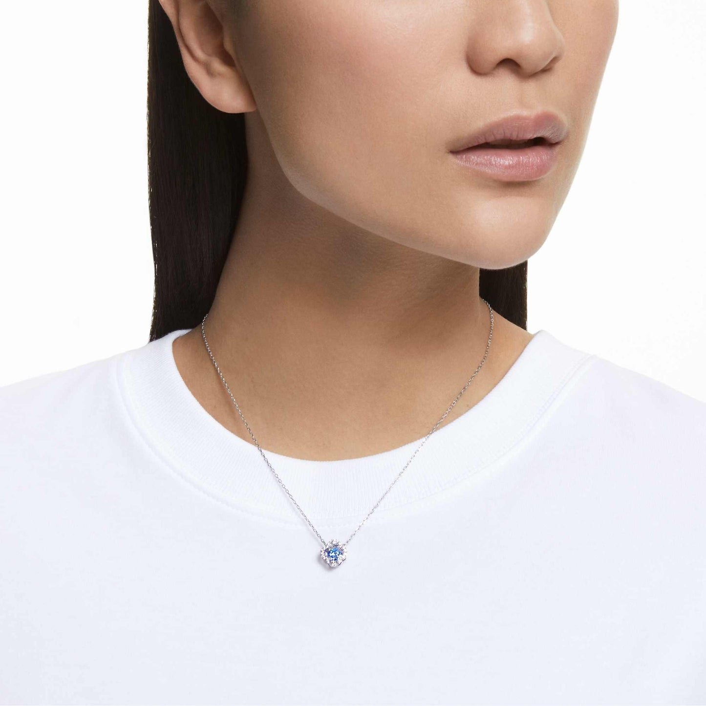 Una necklace Clover, Blue, Rhodium plated 5642927