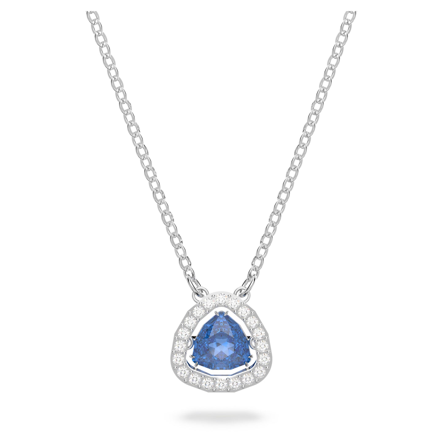 Una necklace Trilliant cut, Blue, Rhodium plated 5640290